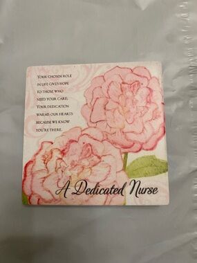 A Dedicated Nurse Floral Decorative Tile Plaque - Pink